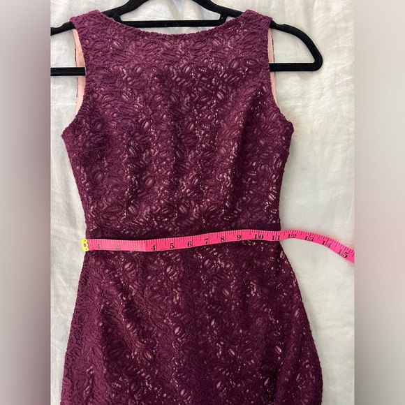 ALICE OLIVIA purple lace nude lining front slit formal dress US 0 - Picture 7 of 10